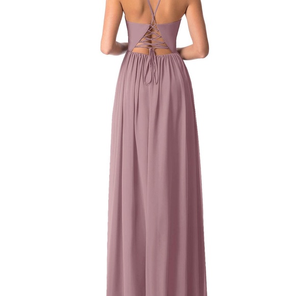 Azazie Aaida A-Line Chiffon Floor-Length Dusty Rose Bridesmaids Dress - Picture 2 of 3